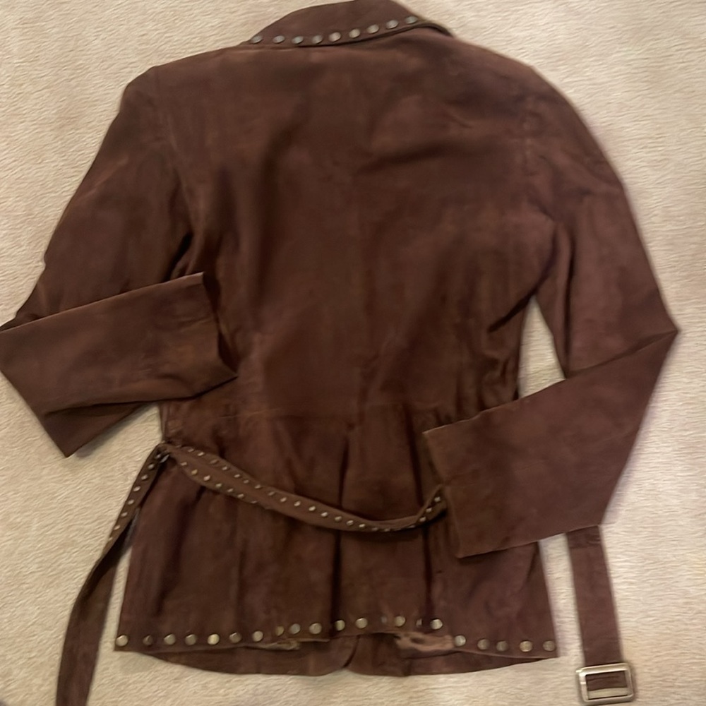 Leather studded belted jacket - Picture 5 of 6